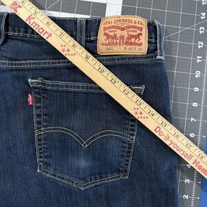 Levi's 541 Athletic Fit Jeans Mens 40x30 Dark Blue Wallet Fade 99/1 Stretch